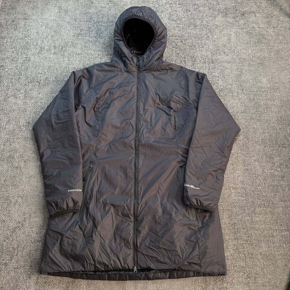 Eddie Bauer Evertherm Down Parka Womens XL Black Hooded Puffer Jacket